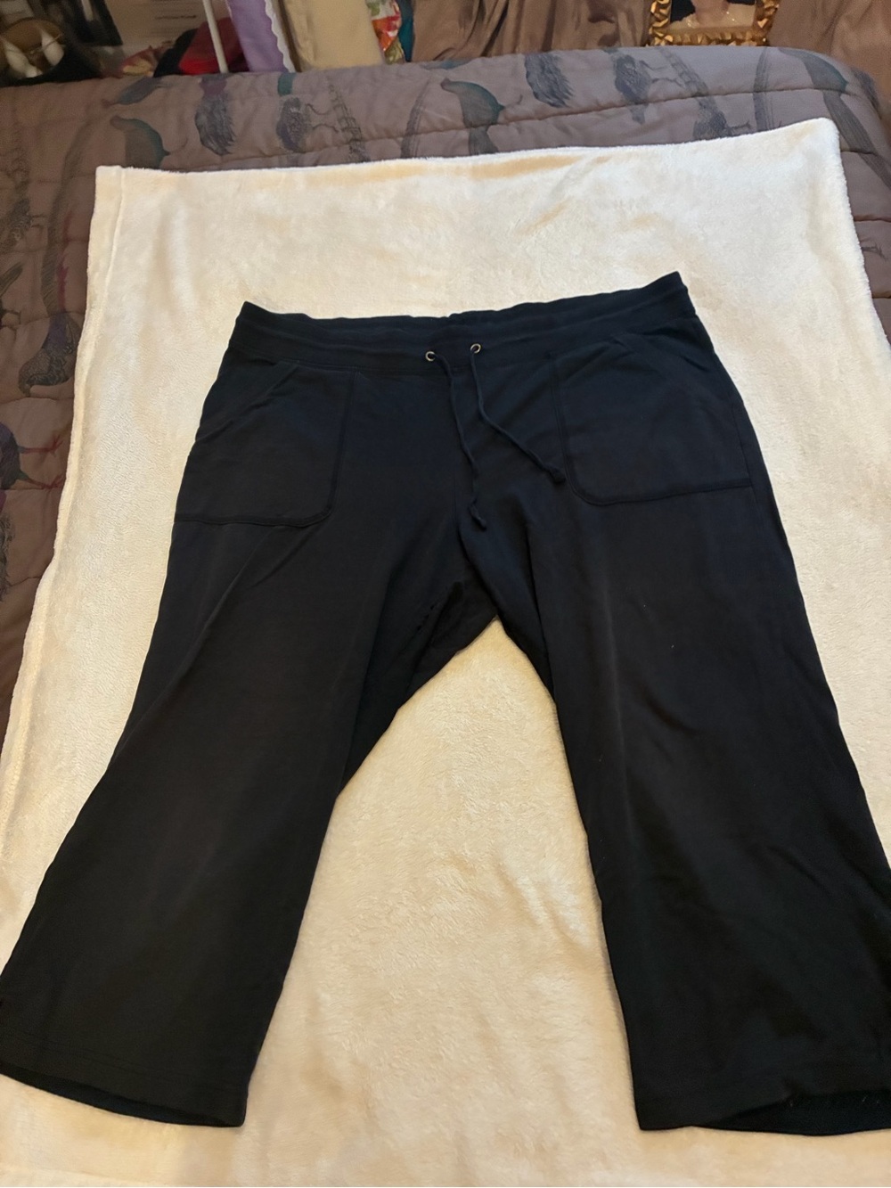 6 Women’s Black Drawstring Casual Pants and 1 Black Top